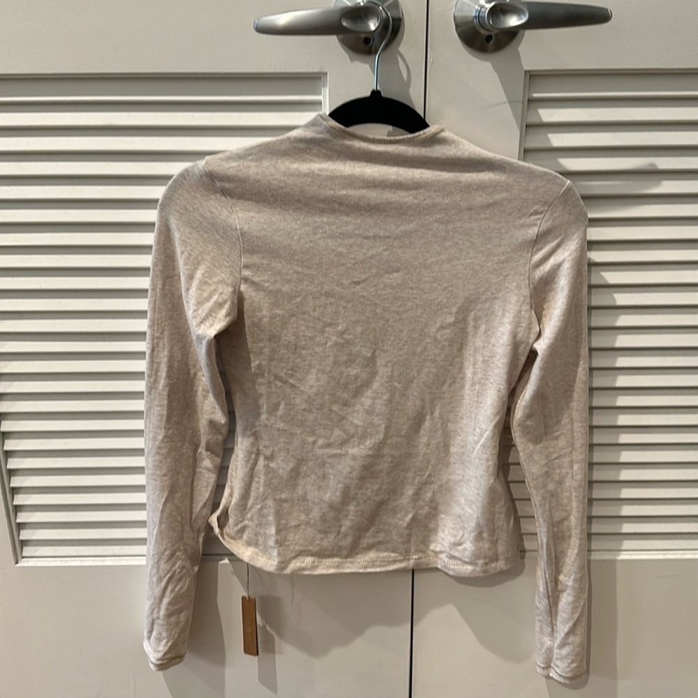 Skims Cotton Jersey Turtleneck Top in Heather Oatmeal Size Medium New With Tags